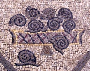 A 4th Century mosaic of a basket of snails