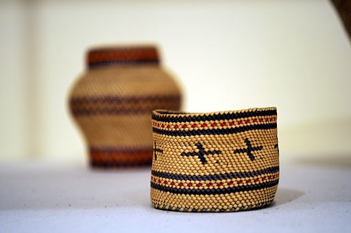 Two baskets, one in focus, one blurred.