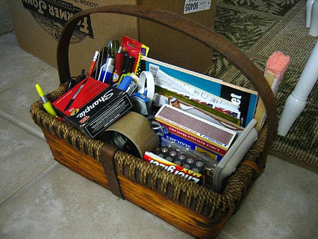 Basket of supplies.
