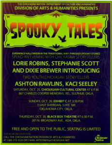 Flyer for "Spooky Tales" storytelling event