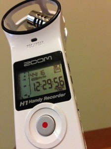 My podcasting toy: a Zoom H1 mic works from my desk or in the field. Photo by Becky McCray.