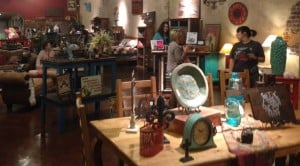 Evening shoppers in a small town store