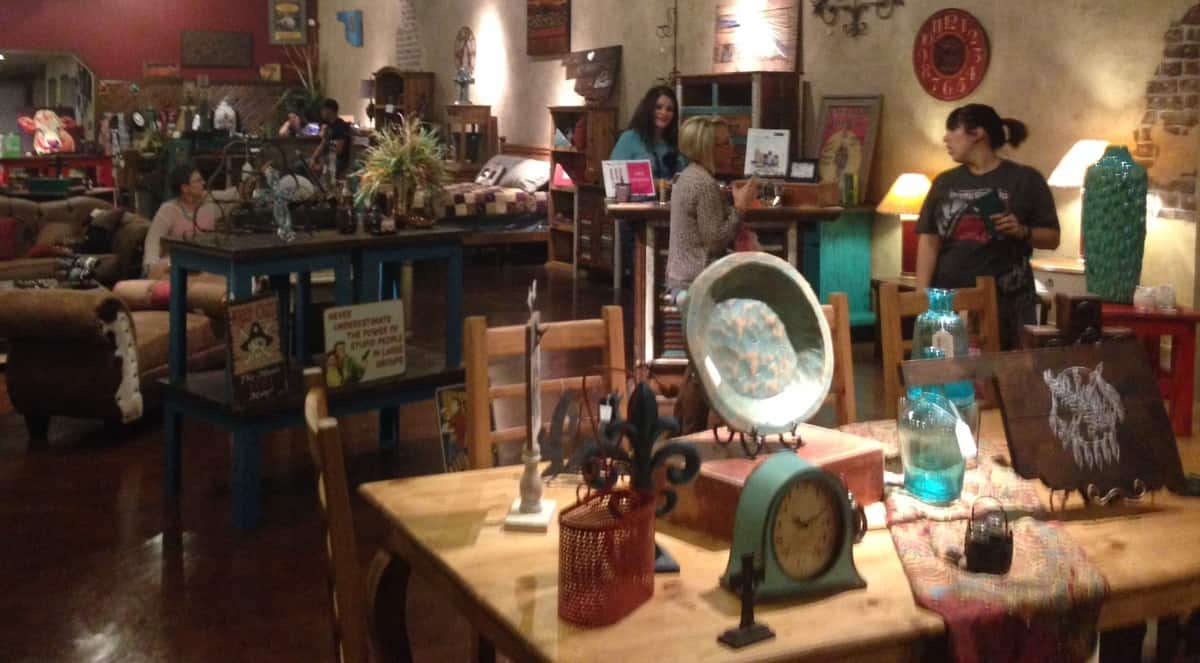 Evening shoppers in a small town store