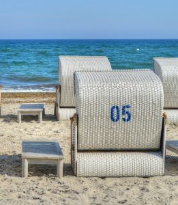 Basket chairs on a beach