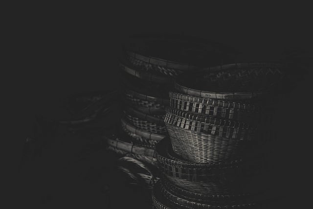 Baskets on dark background