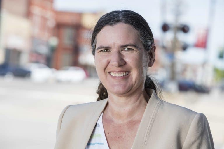 Becky McCray, in a small town downtown